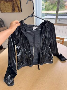 BCBGeneration Black Shiny Hooded Bomber Jacket